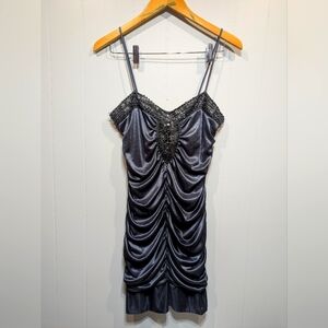 Deb‎ Gunmetal Rhinestone Body Con Dress Prom Homecoming Size XL